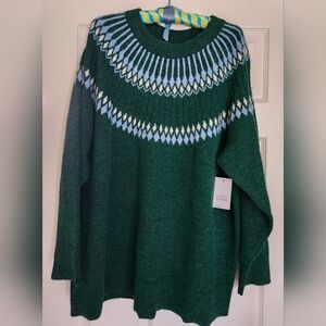 Croft & Barrow Green Fair Isle LS Crew Neck Sweater Sz. 3X - NWT